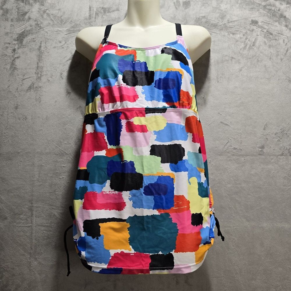 Holipick Tankini Top Swimsuit Top Size XL Racerback U Neck Tie Side Drawstrings‎